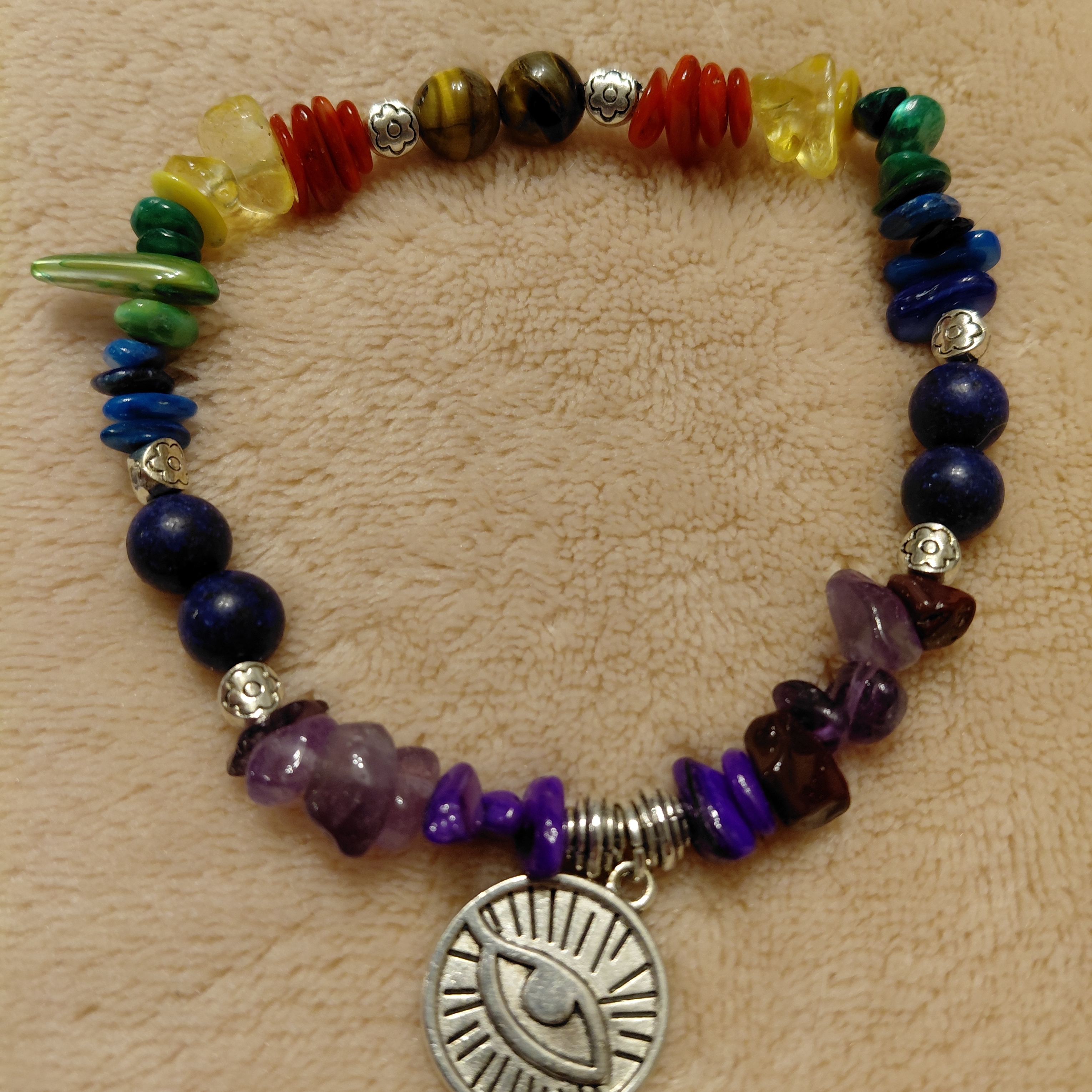 7 Chakras Bracelet With An All Seeing Eye Charm